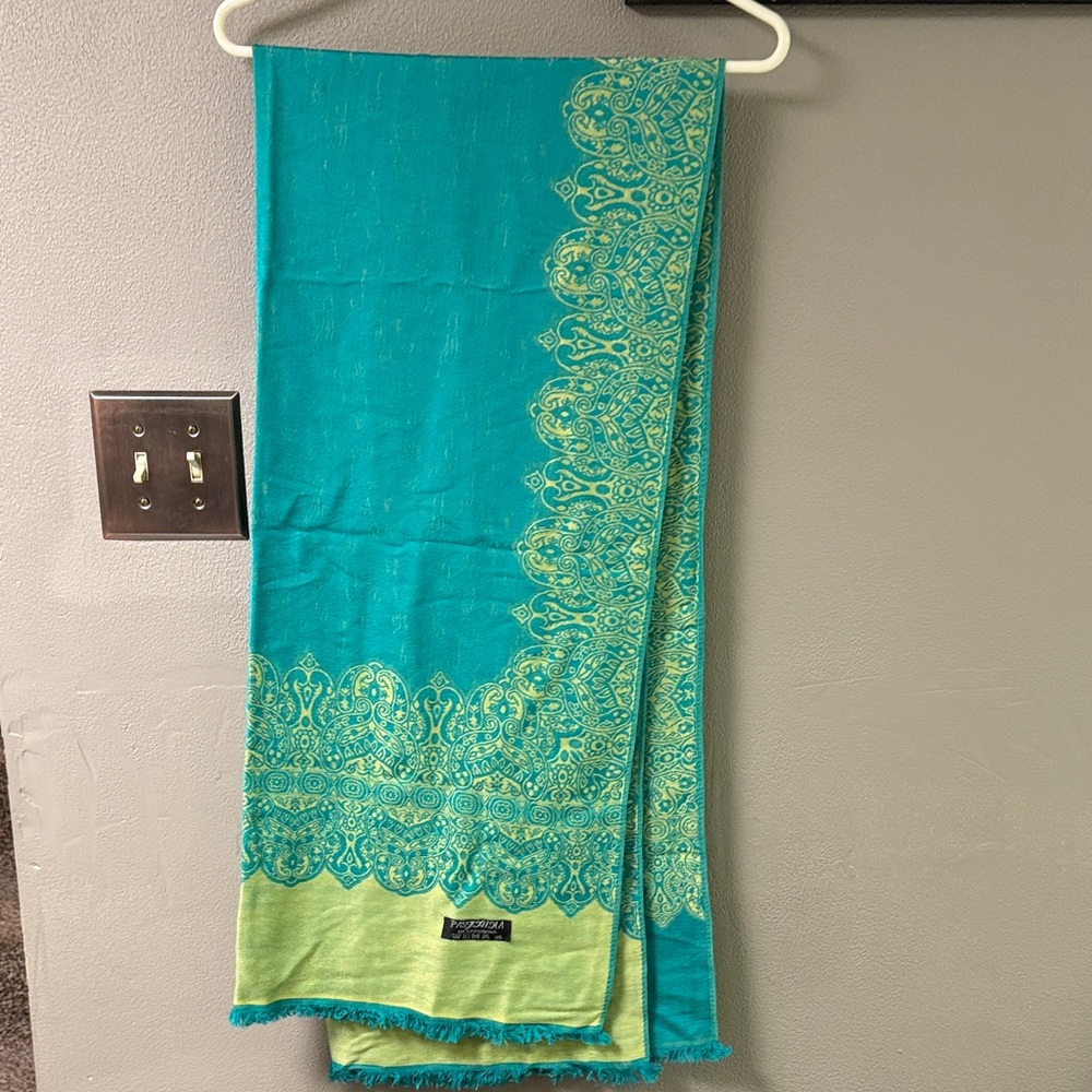Pashmina Teal and Lime Green